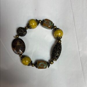 Elegant Yellow and Brown Beaded Bracelet